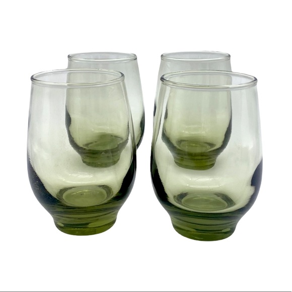 Vintage Dining Set Of 4 Vintage Green Glass Juice Glasses Poshmark